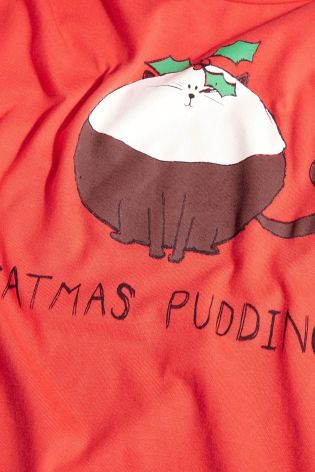 Red Catmus Slogan Pyjamas